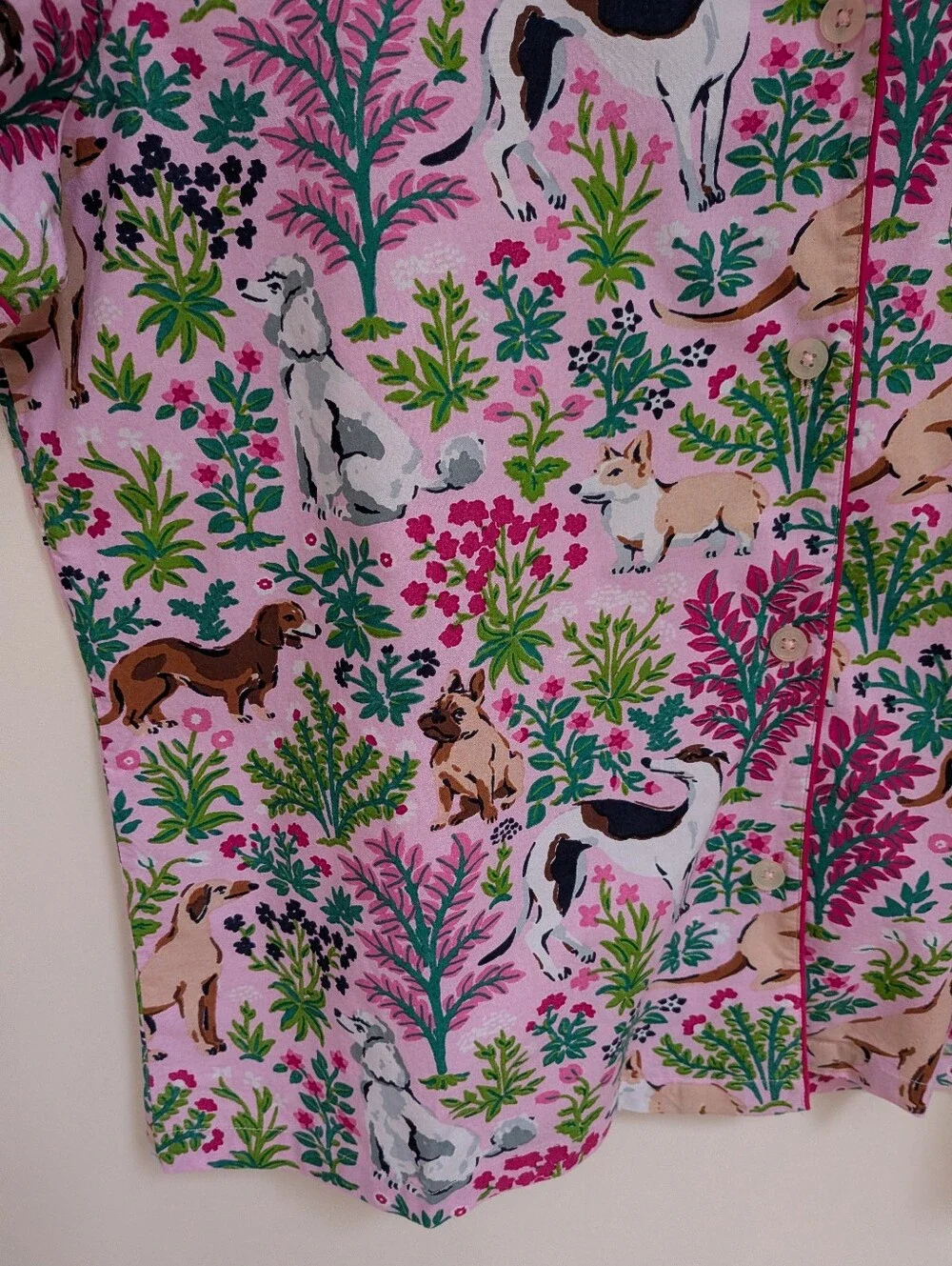 NWT Printfresh Pink Must Love Dogs Short Sleep Top & Long Pants Set Size Large